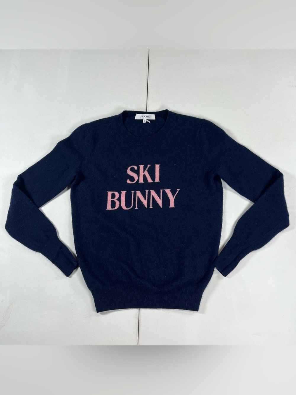 FRAME Ski Bunny Sweater Wool Cashmere Blend Blue Pink Womens XS